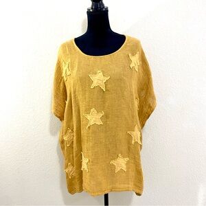 Namsar 100% Linen Golden Star Embellished Women's Tunic, One Size